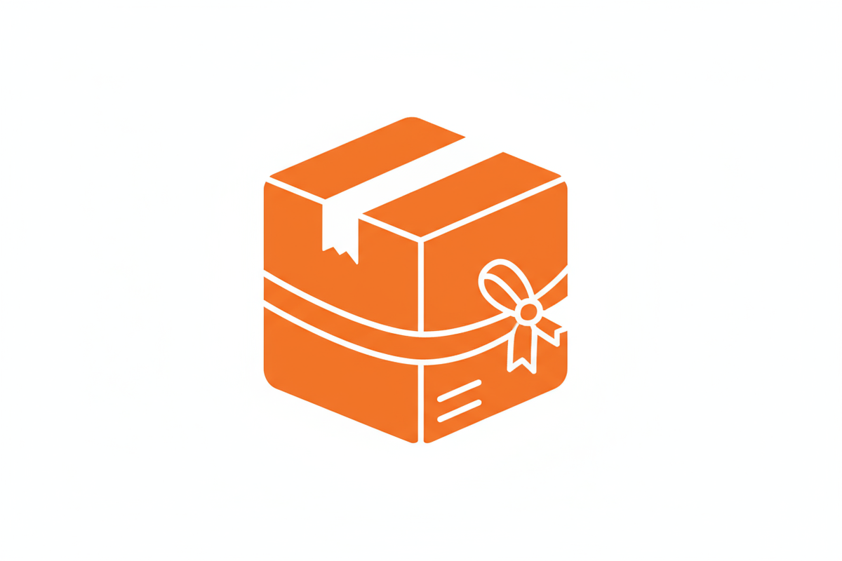 ícono de color naranja de caja de envío gratis