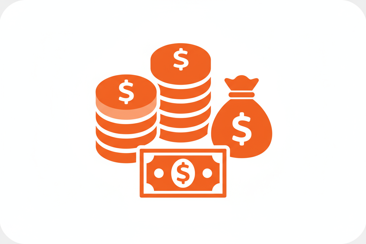 ícono de dinero de color naranja